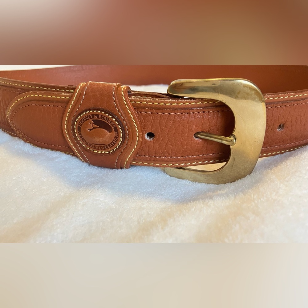 Dooney & Bourke Tan Leather Belt with Gold Buckle